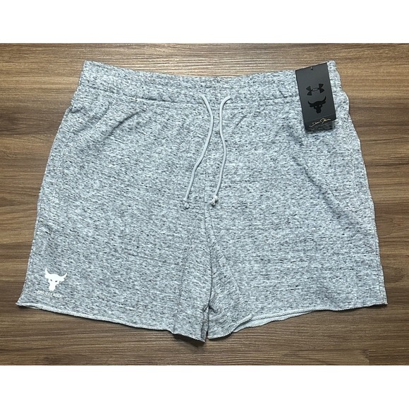 UNDER ARMOUR Project Rock Terry 5" Sweat Shorts Gray Men's (1385937-011) Sz L - Picture 1 of 8